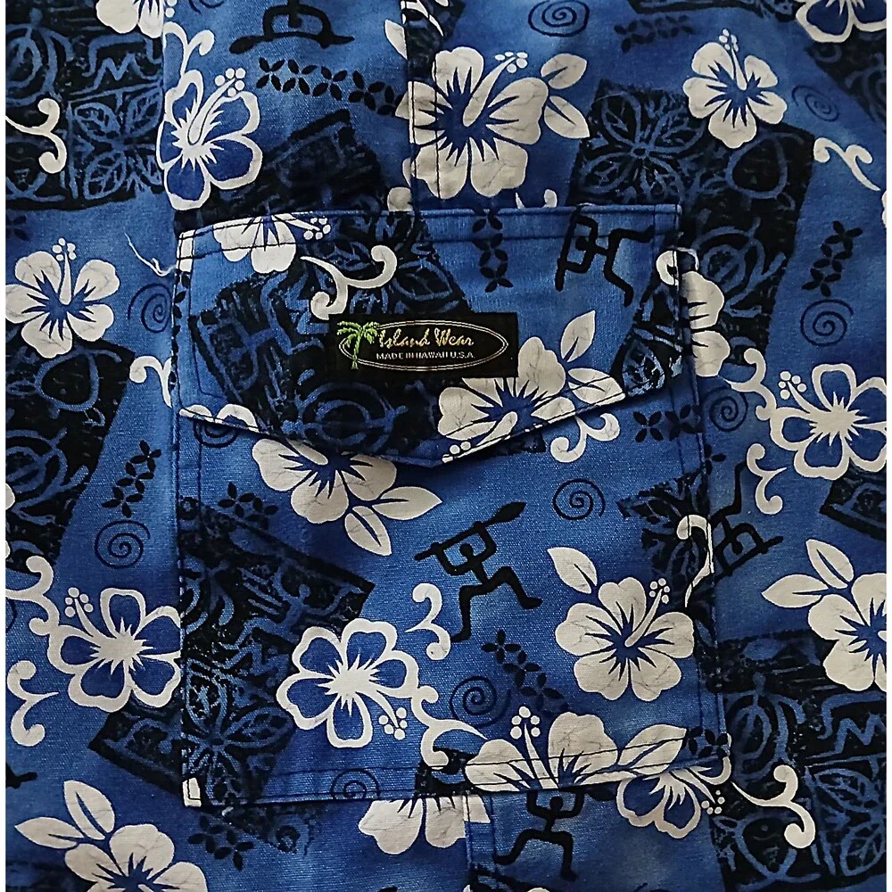 Vintage Island Wear Hawaii Bark Cloth Shorts Mens 2XL Hawaiian Cargo Cotton Two